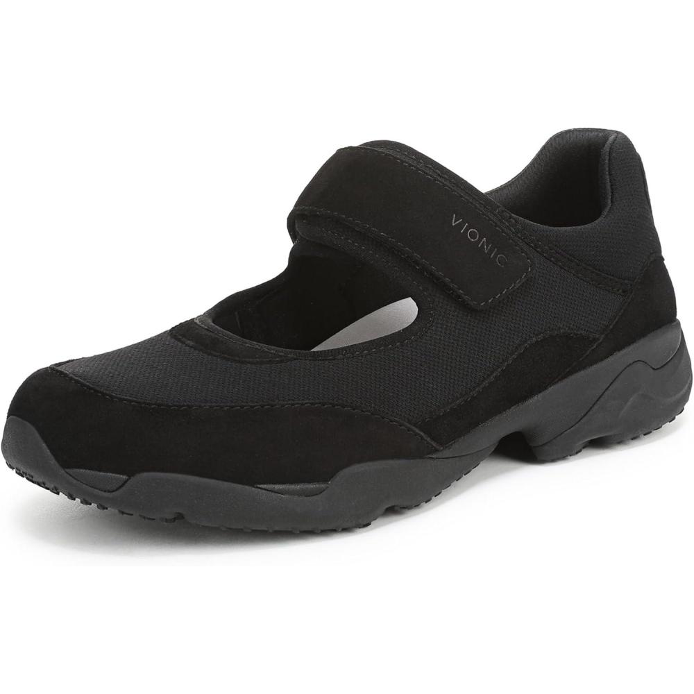 imageVionic Womens Walk Slim GiselleBlack Leather and Suede