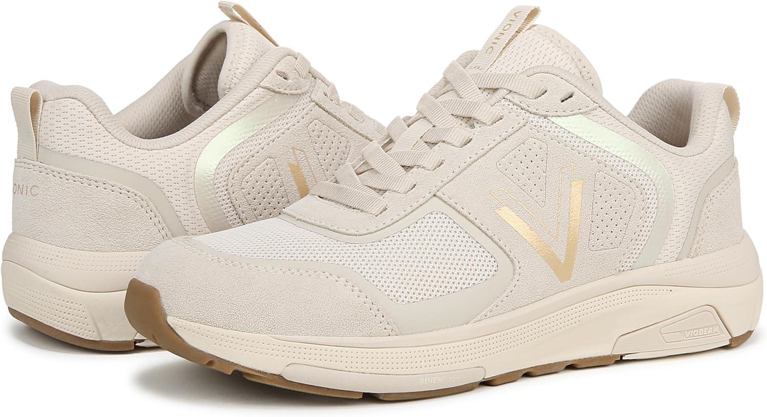 imageVionic Womens Walk Strider 001CreamGold SuedeMesh