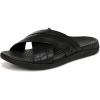 Vionic mens Tide Slide(Black Leather)