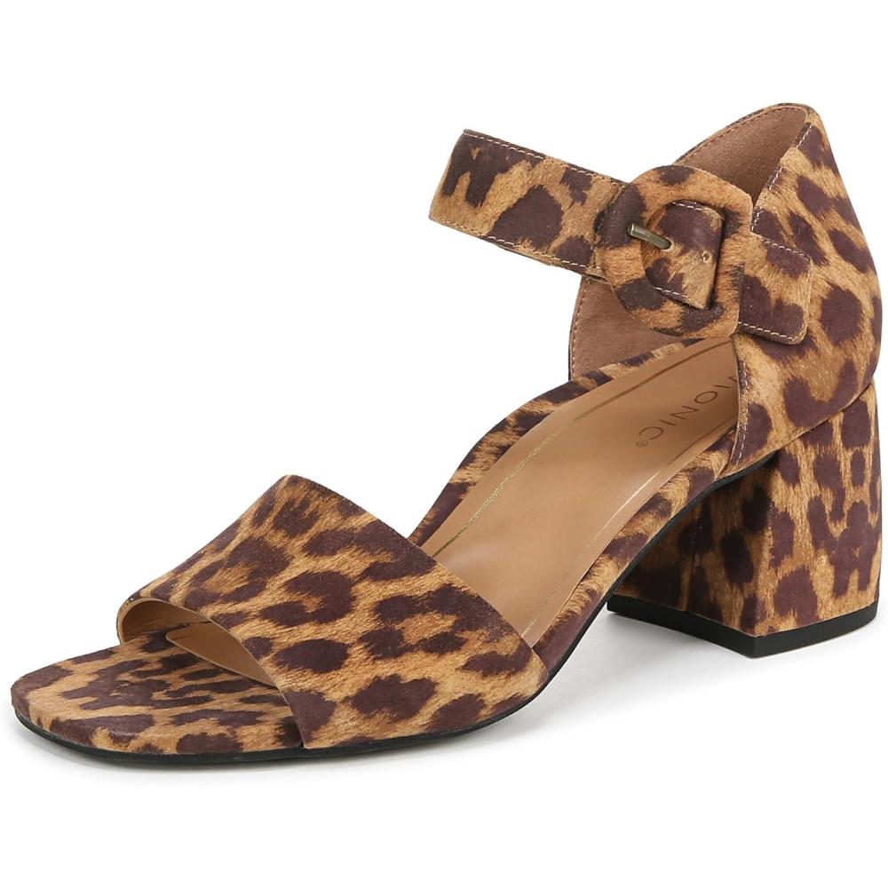 imageVionic womens Chardonnay Strappy SandalsTan Leopard Suede