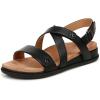 Vionic womens Cypress Strappy Sandals(Black Leather)