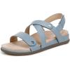 Vionic womens Cypress Strappy Sandals(Vintage Blue Haze Leather)