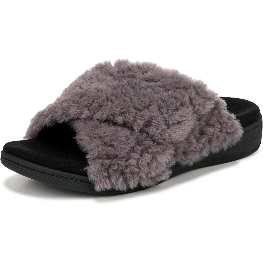 imageVionic womens Relax Ii SlidesCharcoal Grey Fabric