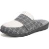 Vionic Women’s Gemma Mule Slipper – Comfortable Spa House Slippers That Include Three-Zone Comfort with Orthotic Insole Arch Support, Soft House Shoes for Ladies(Grey Fabric)