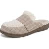 Vionic Women’s Gemma Mule Slipper – Comfortable Spa House Slippers That Include Three-Zone Comfort with Orthotic Insole Arch Support, Soft House Shoes for Ladies(Cream Plaid Shearling)