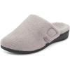 Vionic Women’s Gemma Mule Slipper – Comfortable Spa House Slippers That Include Three-Zone Comfort with Orthotic Insole Arch Support, Soft House Shoes for Ladies(Light Grey)