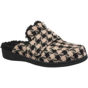 Vionic Women’s Gemma Mule Slipper – Comfortable Spa House Slippers That Include Three-Zone Comfort with Orthotic Insole Arch Support, Soft House Shoes for Ladies(Black/Cream)