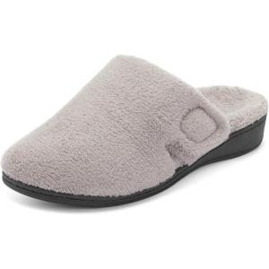 Vionic Women’s Gemma Mule Slipper – Comfortable Spa House Slippers That Include Three-Zone Comfort with Orthotic Insole Arch Support, Soft House Shoes for Ladies(Light Grey)
