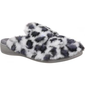 Vionic Women’s Gemma Mule Slipper – Comfortable Spa House Slippers That Include Three-Zone Comfort with Orthotic Insole Arch Support, Soft House Shoes for Ladies(White Multi Leopard Faux Fur)