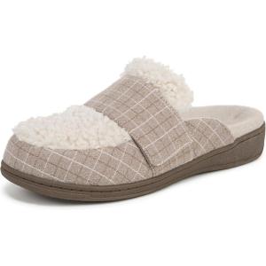 Vionic Women’s Gemma Mule Slipper – Comfortable Spa House Slippers That Include Three-Zone Comfort with Orthotic Insole Arch Support, Soft House Shoes for Ladies(Cream White Fabric)