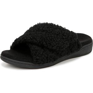 Vionic womens Relax Ii Slides(Black Shearling)