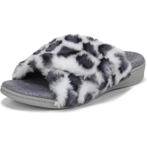 Vionic womens Relax Ii Slides(White Multi Leopard Faux Fur)