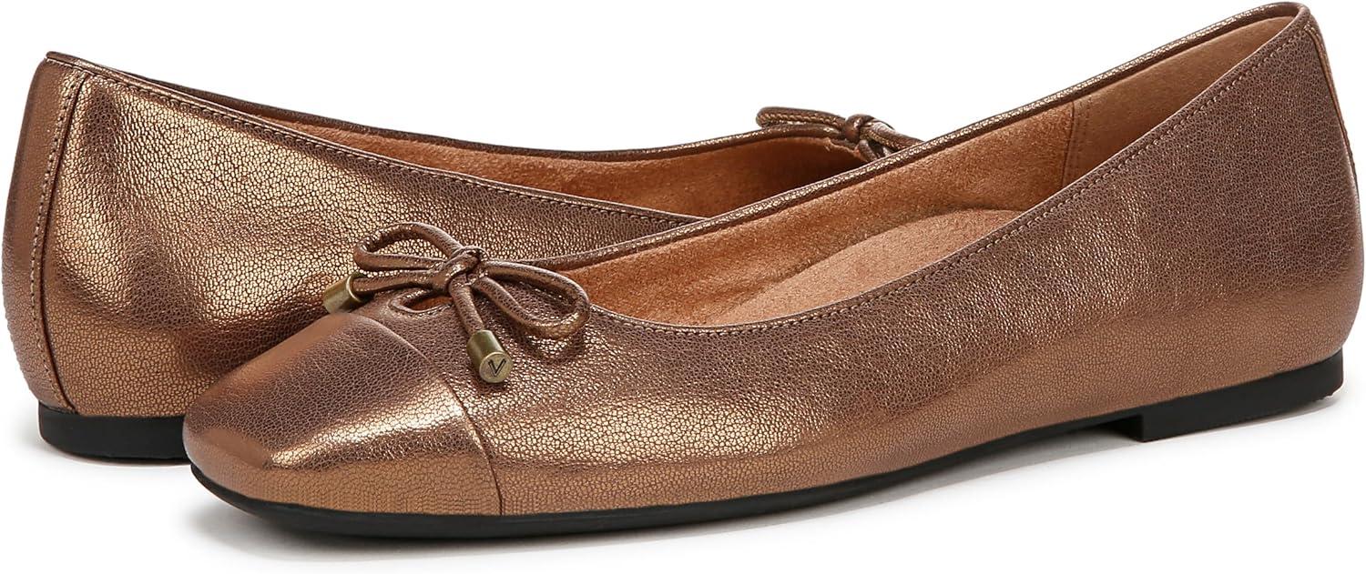 imageVionic Womens Klara Ballet Flat Cameo Rose LeatherBronze Leather