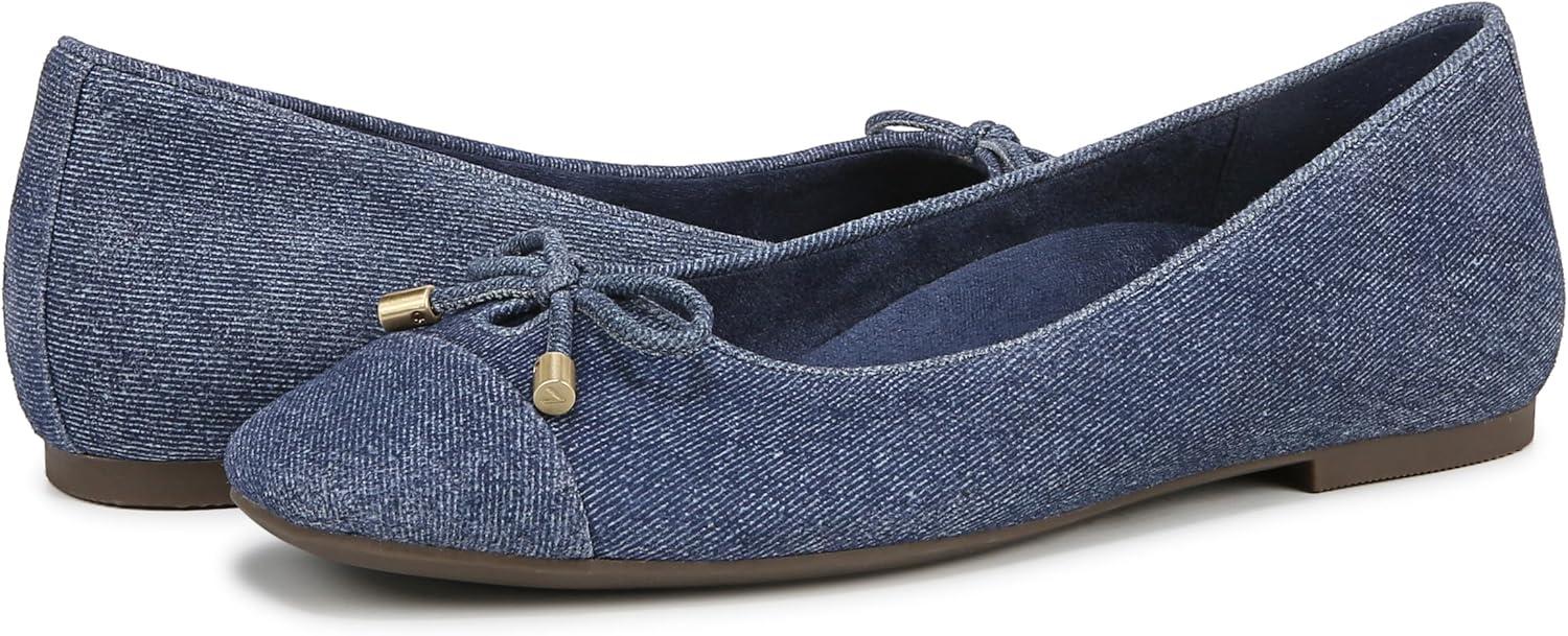 imageVionic Womens Klara Ballet Flat Cameo Rose LeatherDenim Blue Suede