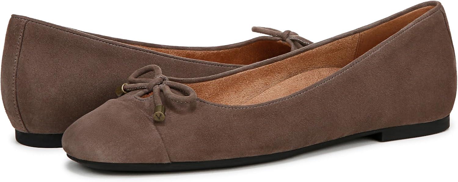 imageVionic Womens Klara Ballet Flat Cameo Rose LeatherDriftwood Suede