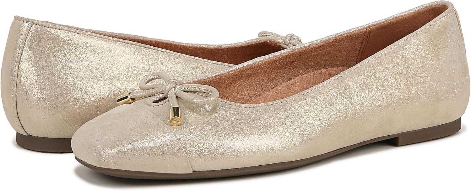 imageVionic Womens Klara Ballet Flat Cameo Rose LeatherGold Metallic Leather
