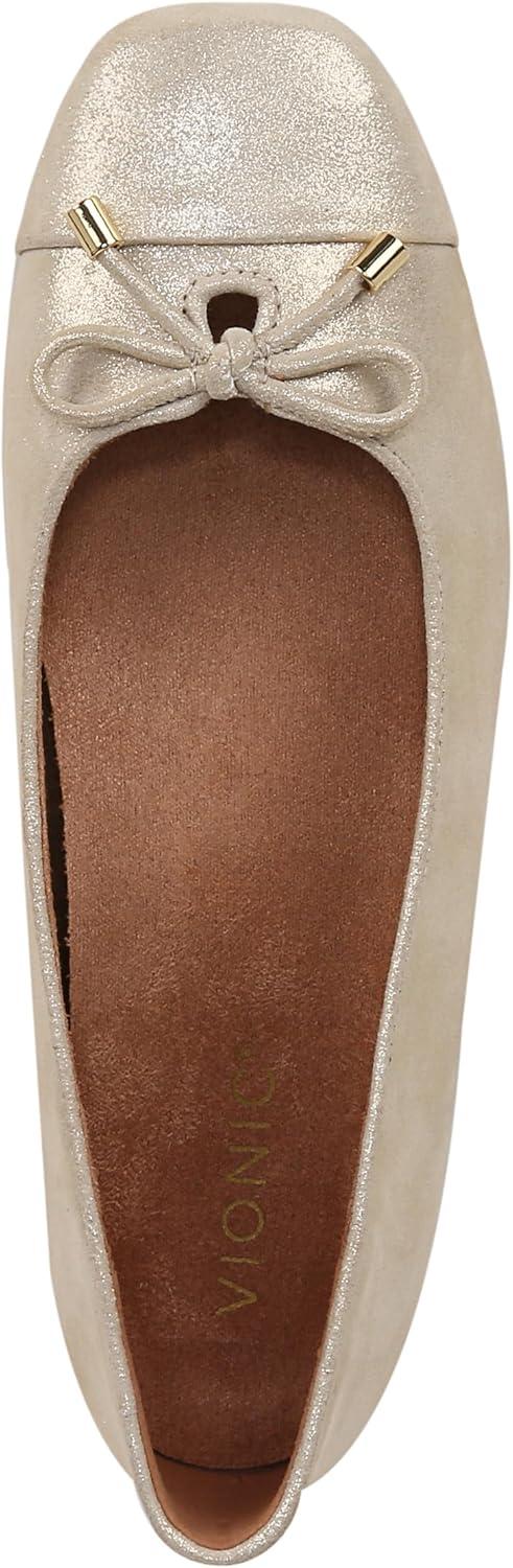 imageVionic Womens Klara Ballet Flat Cameo Rose LeatherGold Metallic Leather