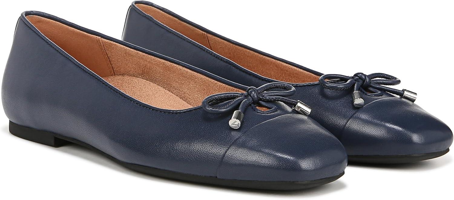 imageVionic Womens Klara Ballet Flat Cameo Rose LeatherNavy Nappa Leather