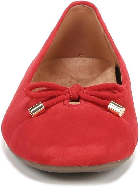 imageVionic Womens Klara Ballet Flat Cameo Rose LeatherRed Suede