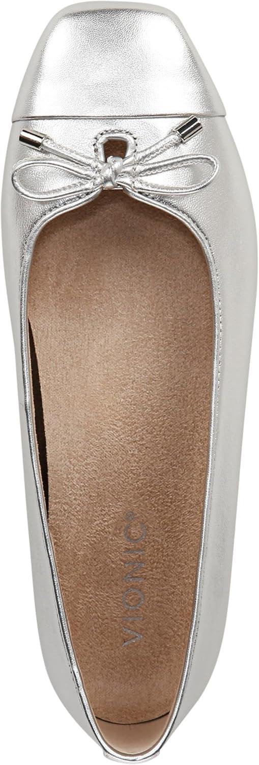 imageVionic Womens Klara Ballet Flat Cameo Rose LeatherSilver Leather