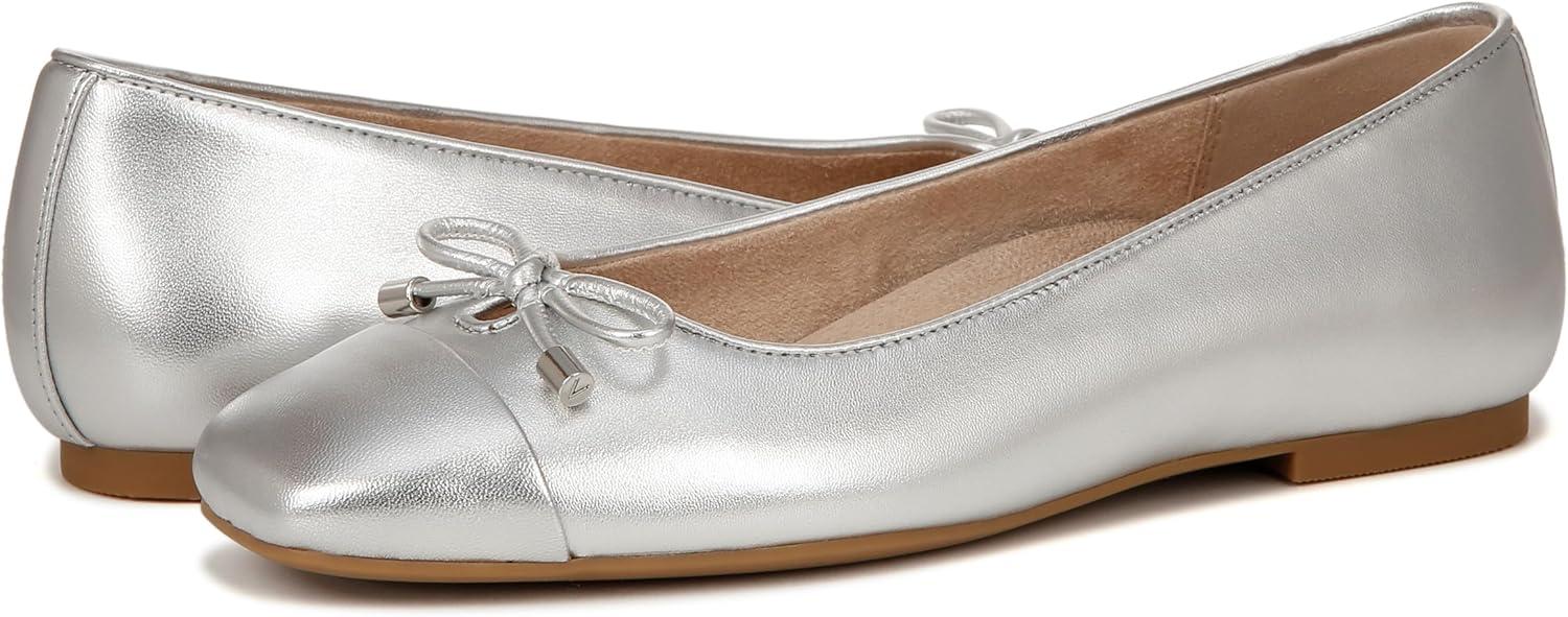 imageVionic Womens Klara Ballet Flat Cameo Rose LeatherSilver Metallic Leather