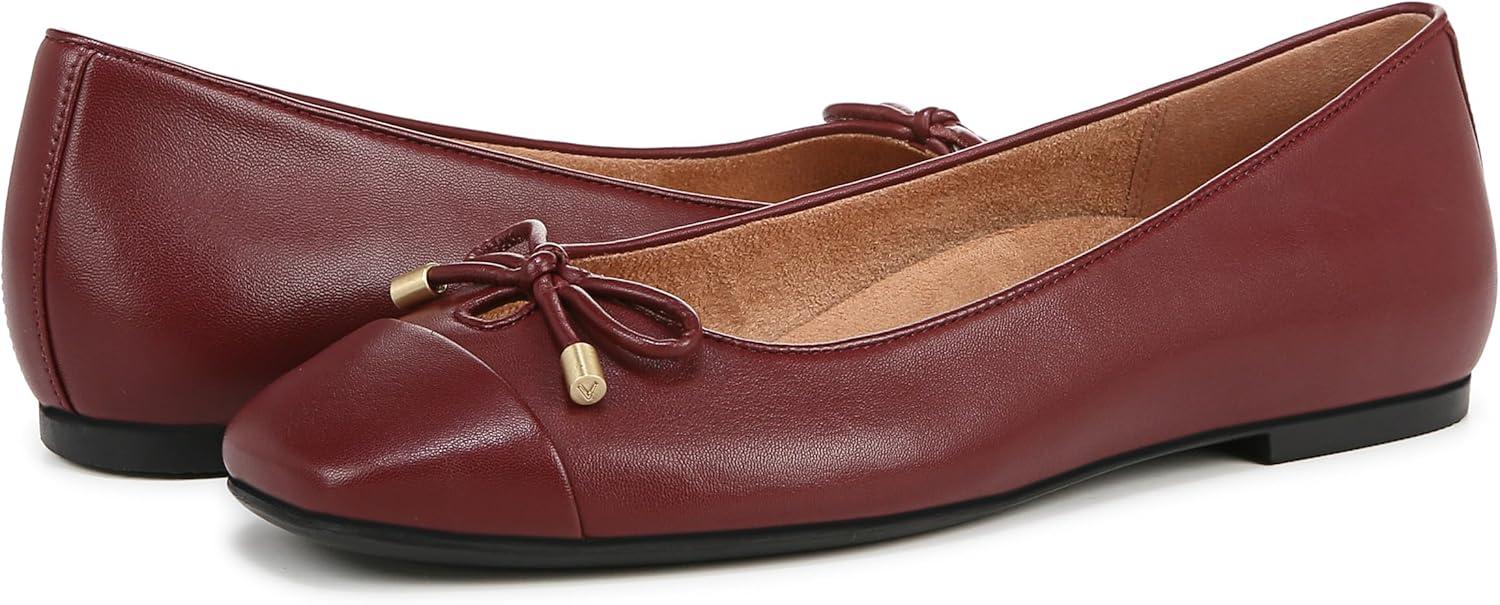 imageVionic Womens Klara Ballet Flat Cameo Rose LeatherSyrah Burgundy Leather