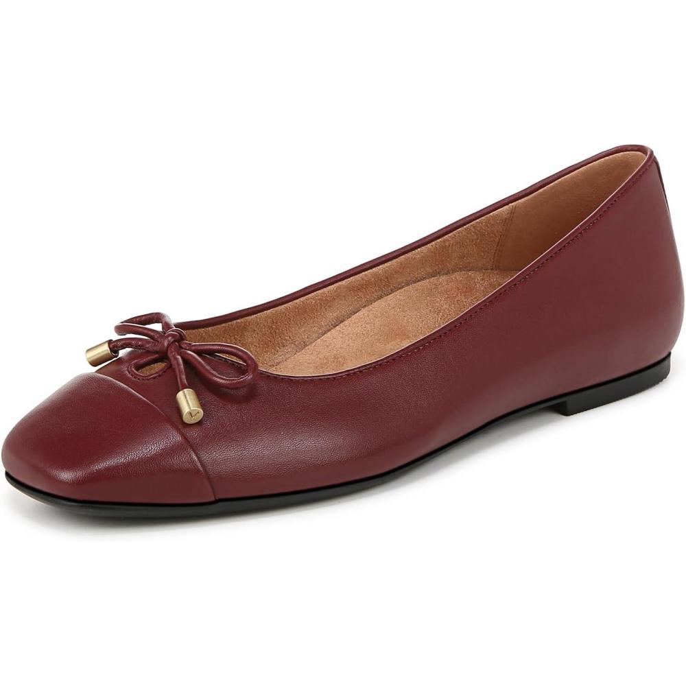 imageVionic Womens Klara Ballet Flat Cameo Rose LeatherSyrah Burgundy Leather