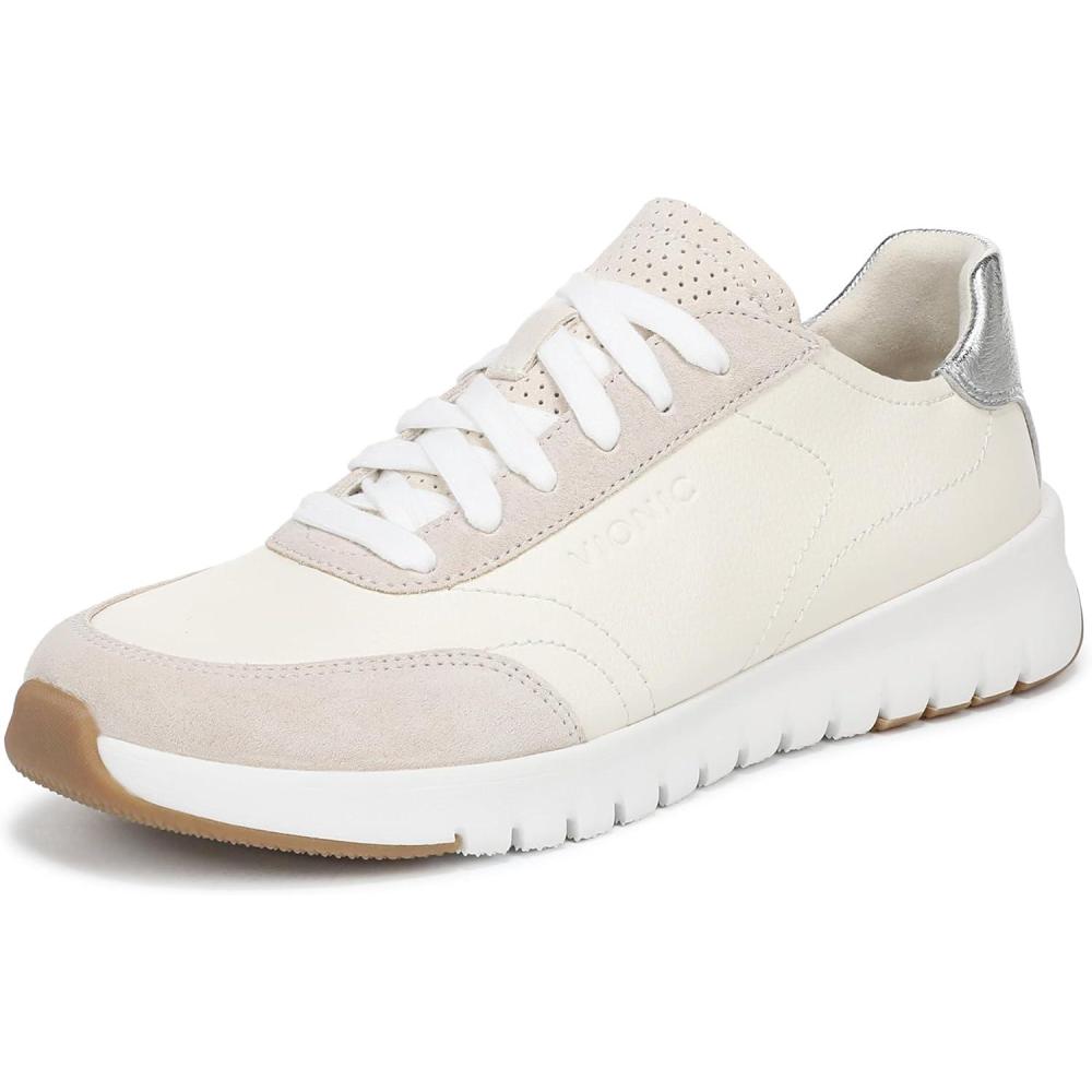 image:imageVionic Womens Uptown SneakerIvorySilver Leather and Suede