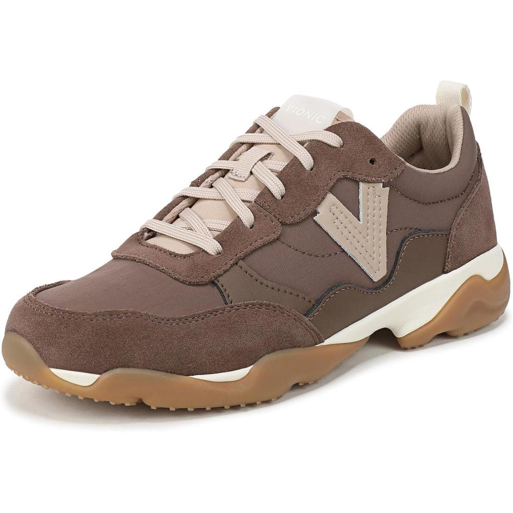 image:imageVionic Womens Walk Slim GlideDriftwood Brown Leather and Suede