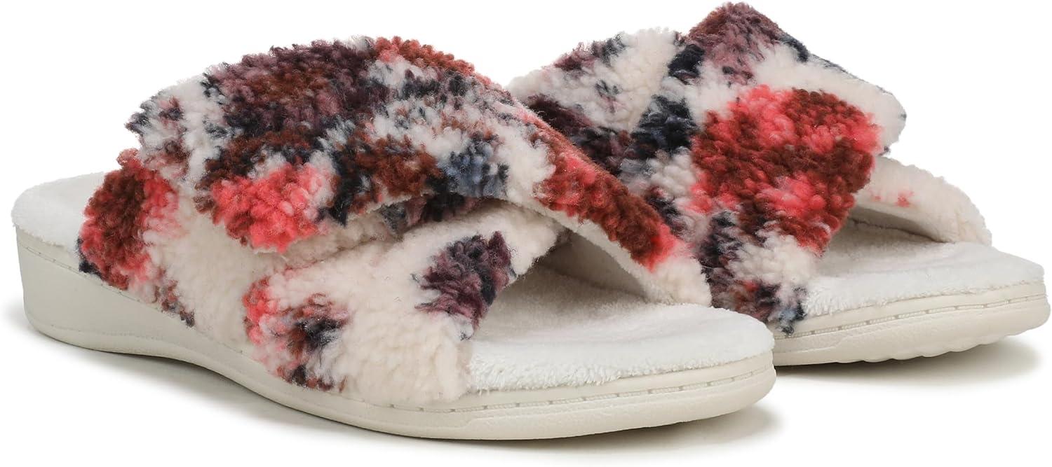 image:imageVionic womens Relax Ii SlidesIvory Floral Faux Fur