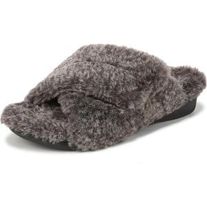 Vionic womens Relax Ii Slides(Dark Brown Faux Fur)