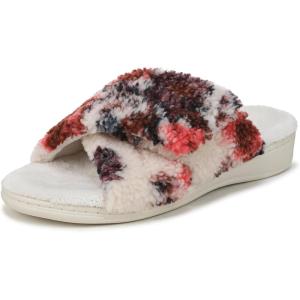Vionic womens Relax Ii Slides(Ivory Floral Faux Fur)